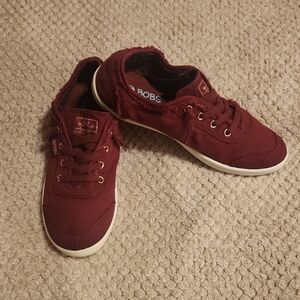Bobs Memory Foam Burgundy Casual Sneakers